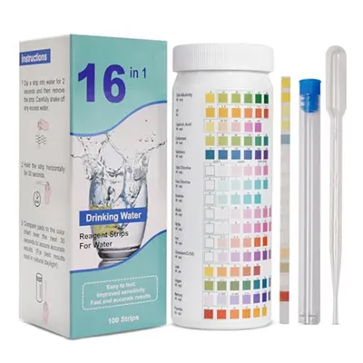 16-In-1 Water Test Strips Fluoride Test Kit 100 Strips Home Water Quality Test Kit