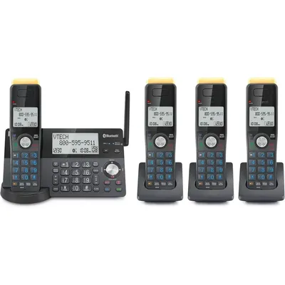 IS8128-41 Super Long Range 4-Handset DECT 6.0 Cordless Phone for Home with Answering Machine, 2300 ft Range, Call , Intercom