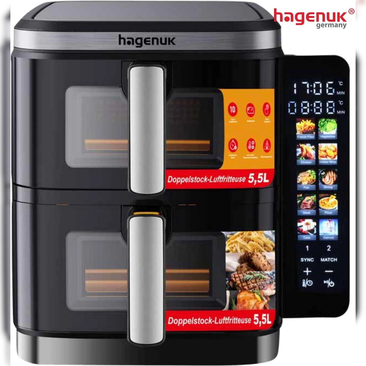HAGENUK 12 Liter Doppel-Heißluftfritteuse 2800 Watt Image