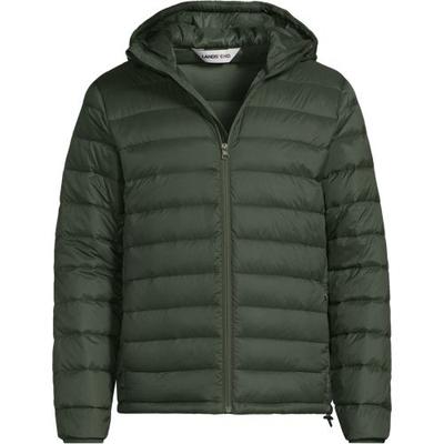 Wanderweight Down Ultralight Packable Hooded Jacket, Men, size: 46-48, regular, Green, Polyester/Nylon, by Lands' End