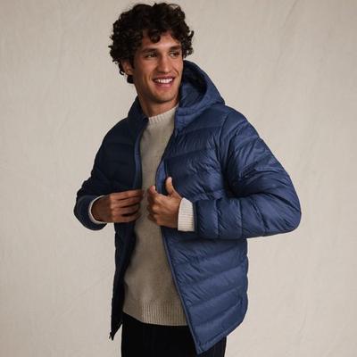 Wanderweight Down Ultralight Packable Hooded Jacket, Men, size: 46-48, regular, Blue, Polyester/Nylon, by Lands' End