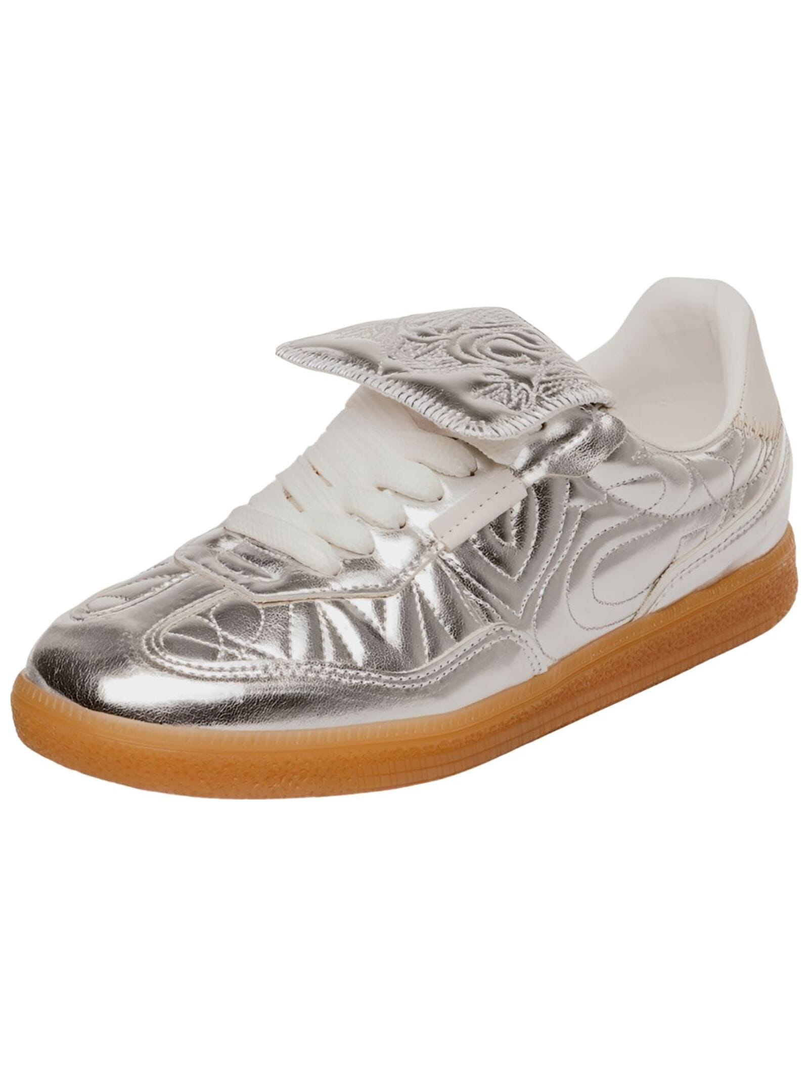 Sneaker STEVE MADDEN "STEVE MADDEN Sneaker Lederimitat", Damen, Gr. 39, silber, Lederimitat, Schuhe Sneaker