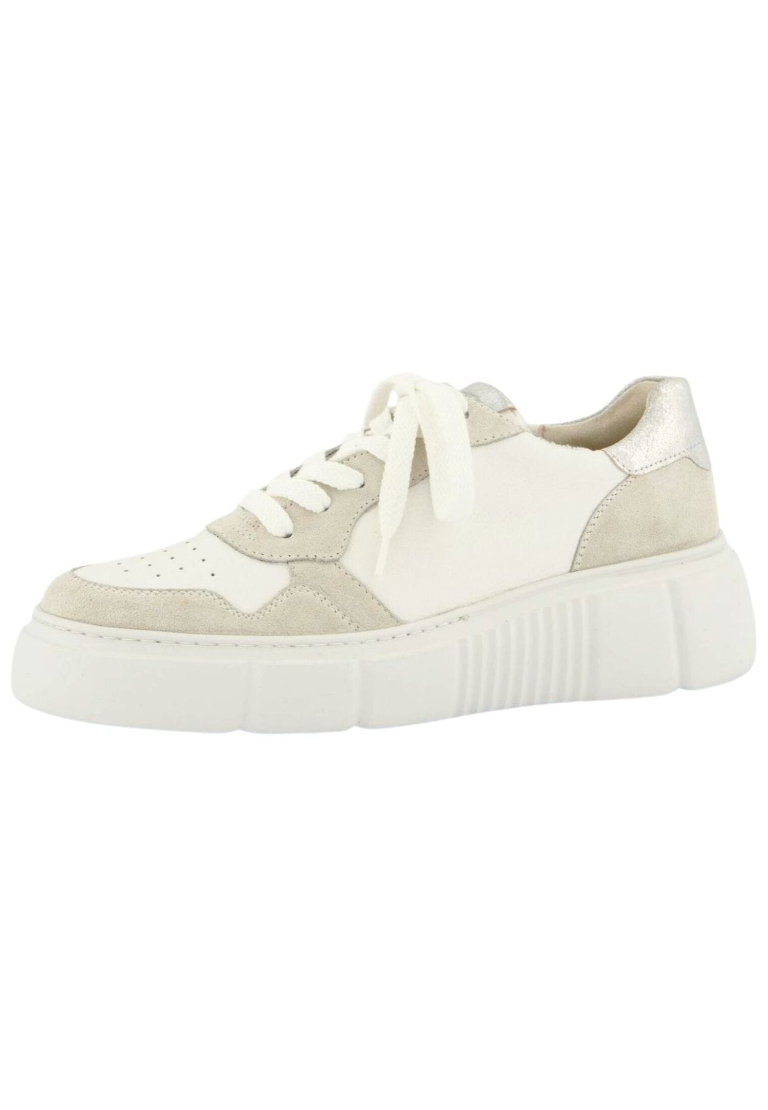 Sneaker PAUL GREEN "Paul Green Sneaker Leder", Damen, Gr. 40,5, weiß (weiß kombi), Leder, Schuhe Sneaker