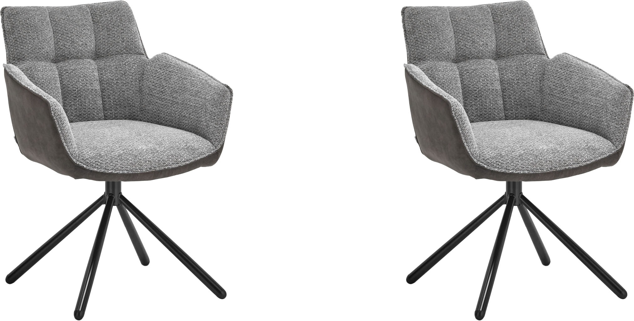 Esszimmerstuhl "Frisco-B", schwarz (grau, schwarz), B:62cm H:84cm T:62cm, Chenille;Microfaser, SET ONE BY MUSTERRING, Stühle, Bezug innen Chenille und außen Microfaser, Stativgestell schwarz Image