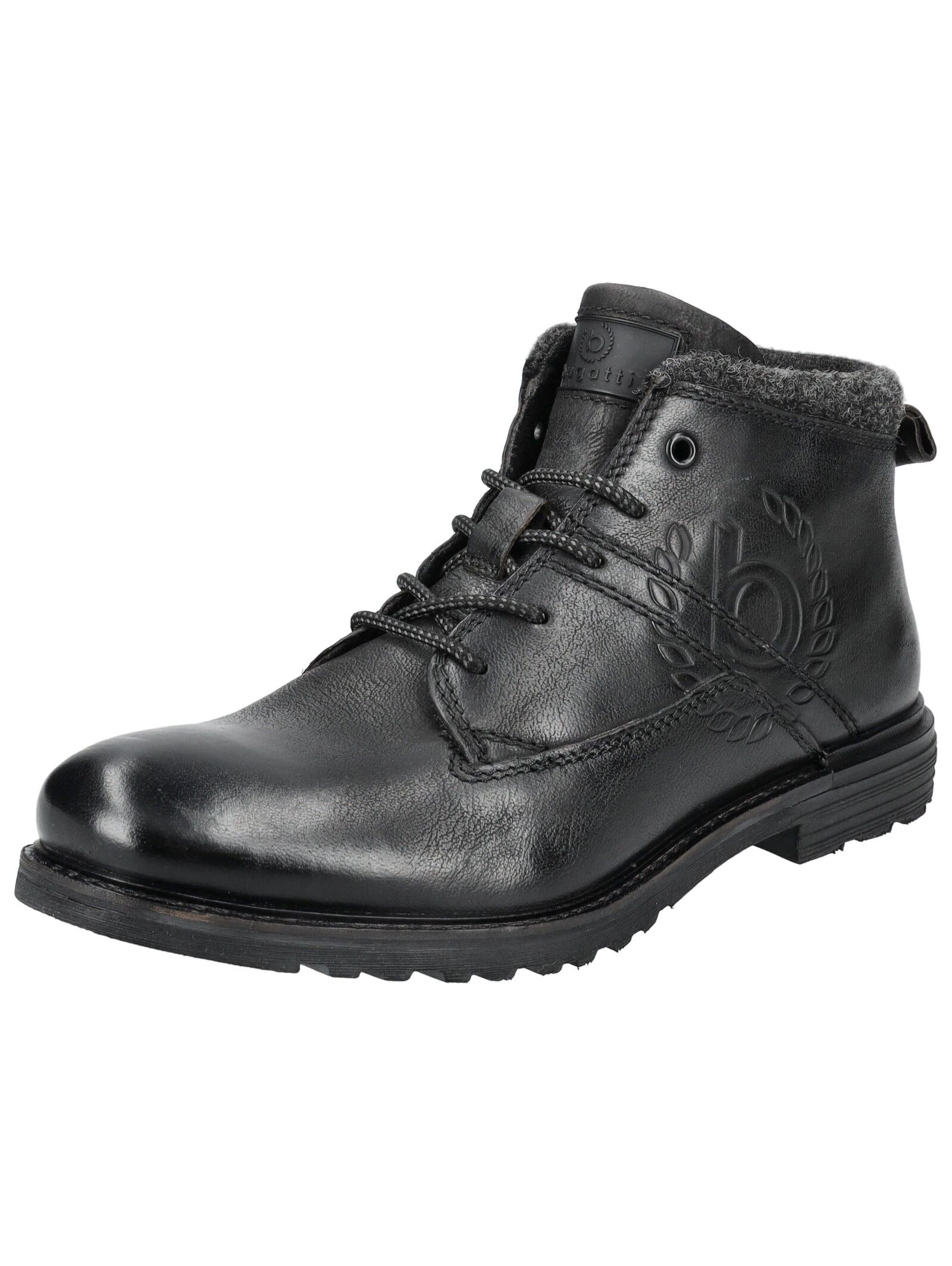 Schnürstiefelette BUGATTI "bugatti Stiefelette Leder", Herren, Gr. 42, schwarz, Leder, Schuhe