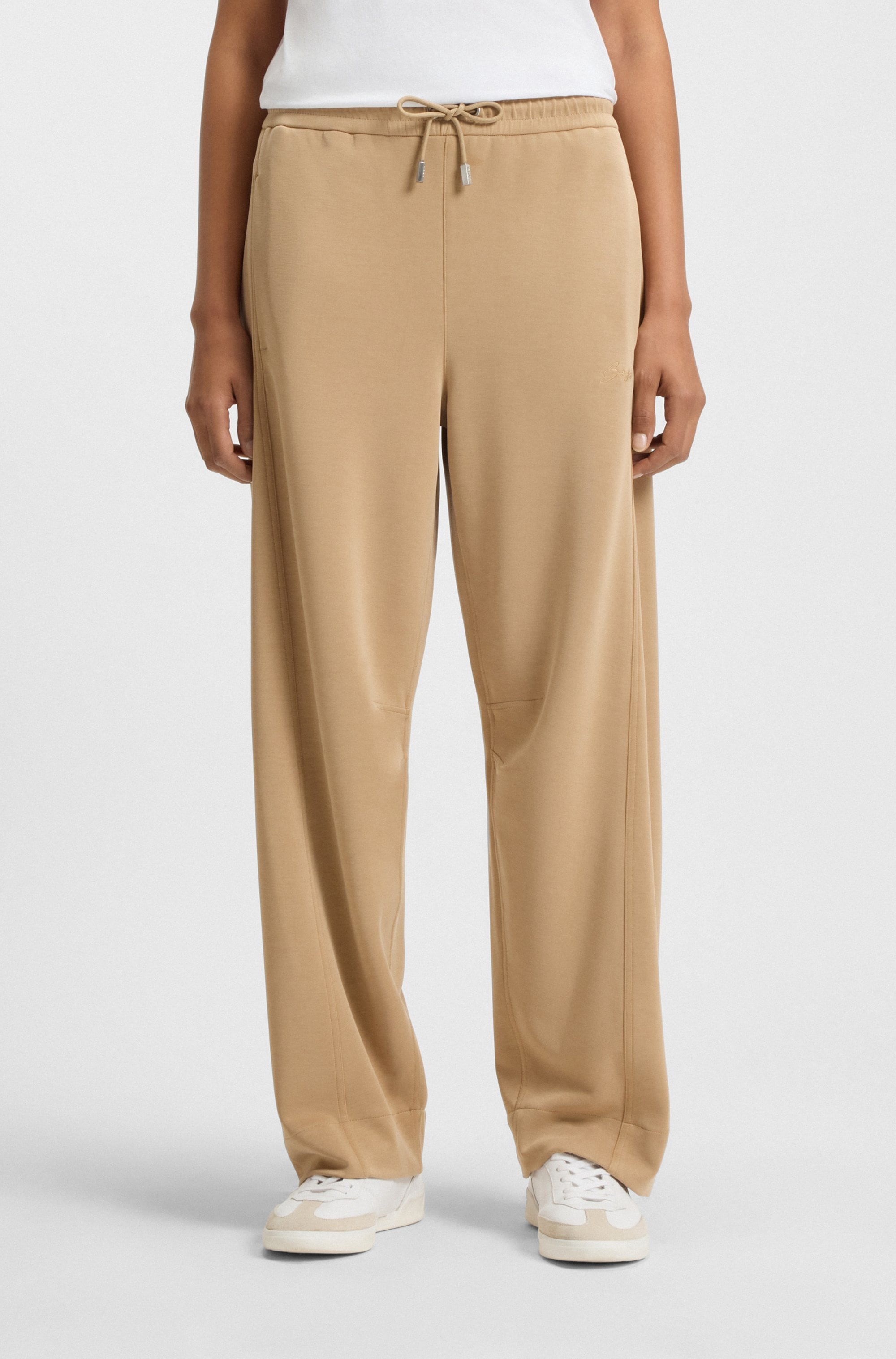 Stoffhose BOSS ORANGE "Elijah Premium Damenmode", Damen, Gr. XL (42), N-Gr, rust, copper 222, Web, Obermaterial: 52% Modal, 46% Polyester, 2% Elasthan, unifarben, normal, Hosen Stoffhose, Balloon Shape, Cupro Material