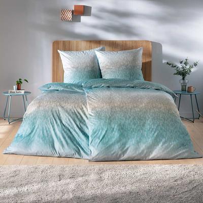 Bettwäsche ESTELLA "Viktor", blau (cyan), B/L: 155cm x 220cm, , Mako-Interlock-Jersey, B/L: 80cm x 80cm, Mako-Interlock-Jersey, Obermaterial: 100% Baumwolle, Bettwäsche Image