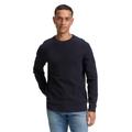 Strickpullover TOM TAILOR, Herren, Gr. M, knitted navy melange, Strick, Obermaterial: 100% Baumwolle, meliert, casual, regular fit taillenbedeckt, Rundhals, Langarm Bündchen, Pullover, mit Bündchen