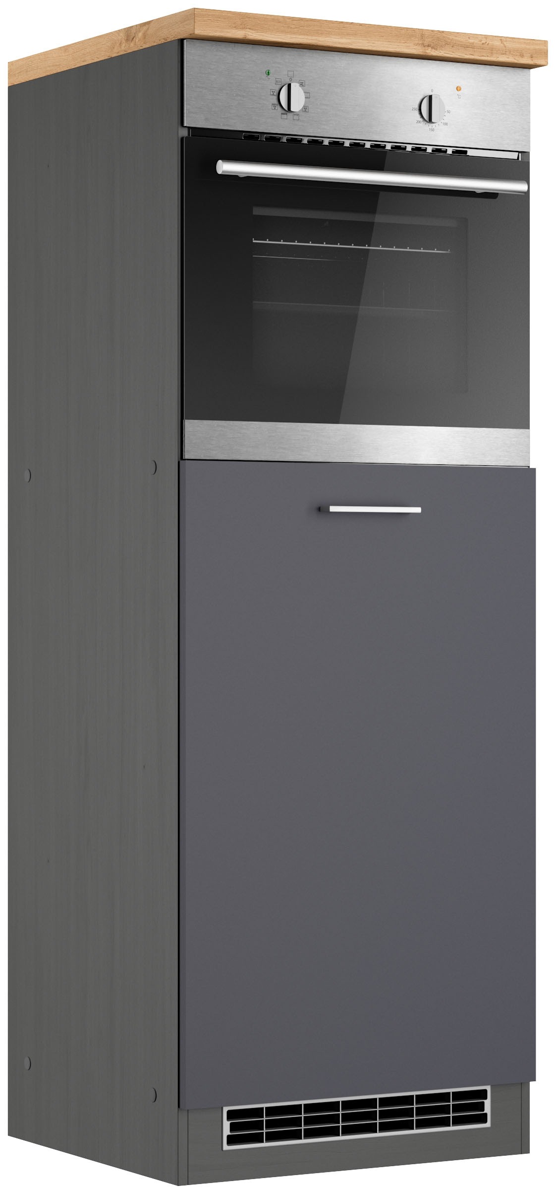 Backofen/Kühlumbauschrank KOCHSTATION "KS-Milan", grau (anthrazit), B:60cm H:166cm T:60cm, Spanplatte, Schränke, Ofen-/Kühlschrankumbau 60 cm, matt oder hochglänzend Image