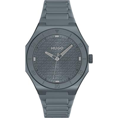 Quarzuhr HUGO "GRAIL LIGHT", graublau, Armbanduhren, Herren, Armbanduhr, Herrenuhr, Silikonarmband, analog Image