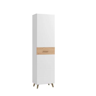 Garderobenschrank HOME AFFAIRE "Sein, Kleiderschrank, Stauraumschrank, Flurschrank, Höhe 193 cm", weiß (weiß hochglanz folie), B:51,5cm H:193cm T:35cm, Spanplatte, MDF, Kunststoff, Metall, Schränke, Hochglanzfronten, ausziehbare Kleiderstange,... Image
