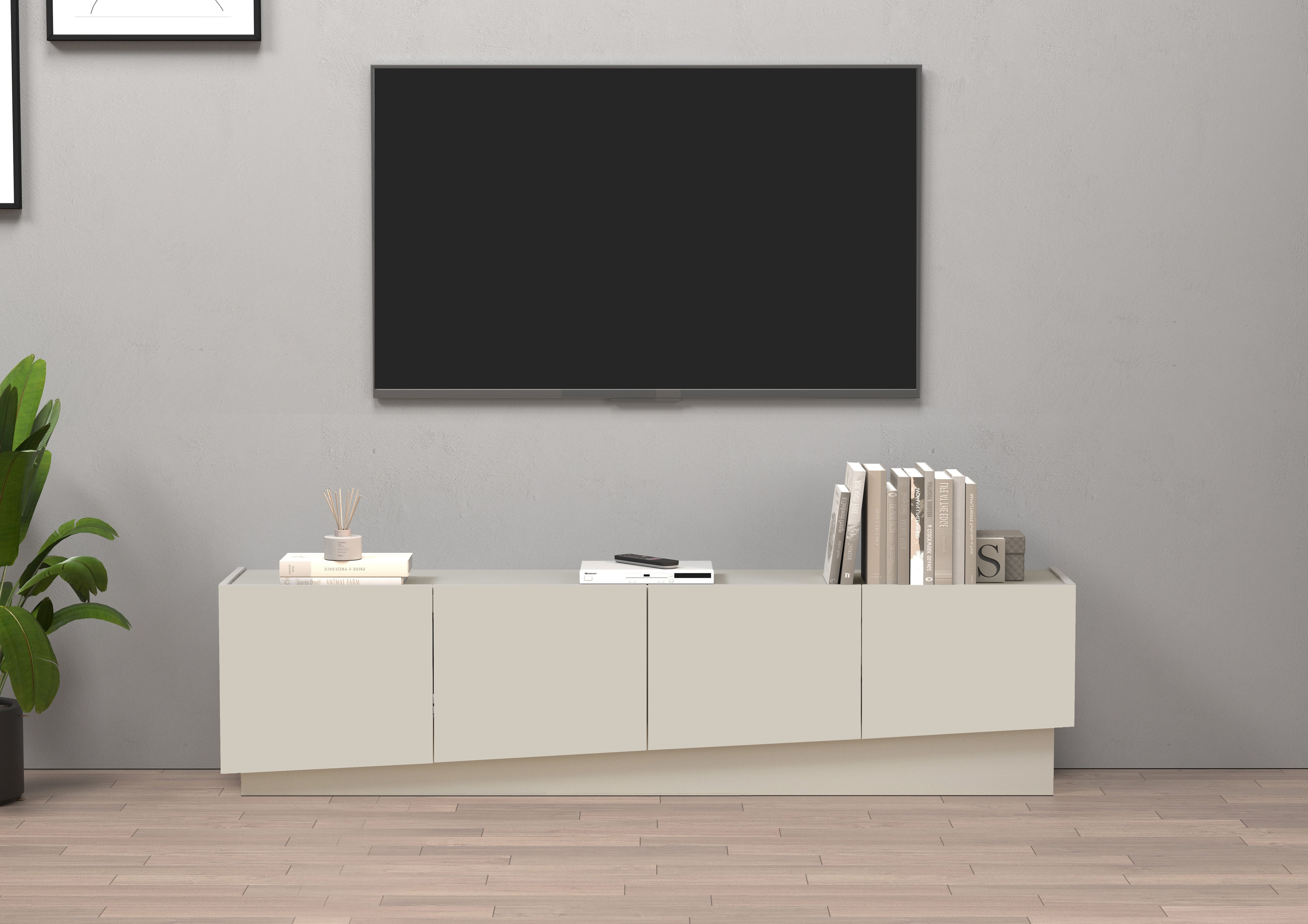 Lowboard OTTO HOME "VELA, Lowboard, Breite 180 cm, Design mit schrägen Türen", kaschmir, T:35cm, Sideboards, Lowboard, Made in Italy, Maße-B/T/H: 180x35x45, Lowboard, TV-Board, TV-Kommode