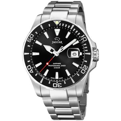Taucheruhr JAGUAR "Executive Diver", silber (silberfarben, schwarz), Armbanduhren, Armbanduhr, Quarzuhr, Herrenuhr, Saphirglas, Swiss Made Image