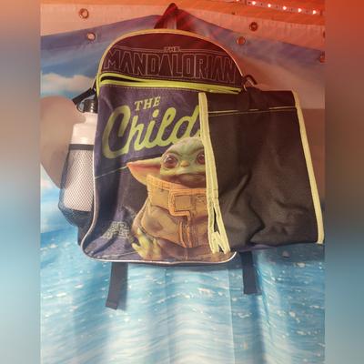 Disney Accessories | Disney Star Wars The Child New Grogu 5 Pc Backpack Lunch Bag Water Bottle | Color: Black/Green | Size: Osb