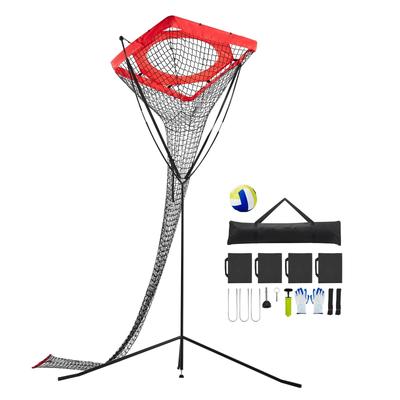 UIMOSO Volleyball Training Net System, Freely Height-Adjustable Practice Equipment with Ball Return, Portable Net Station