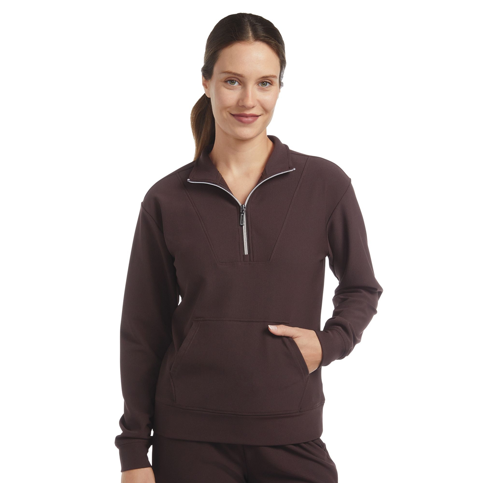 Skechers GO LUXE Rib 1/4 Zip (Size XXL) Dark Chocolate, Polyester