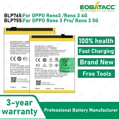 2025 YEARS New High Quality Original BLP755 BLP765 Battery For OPPO Reno 3 4G/Reno 3 5G/Reno 3 Pro Smart Phone Batteries