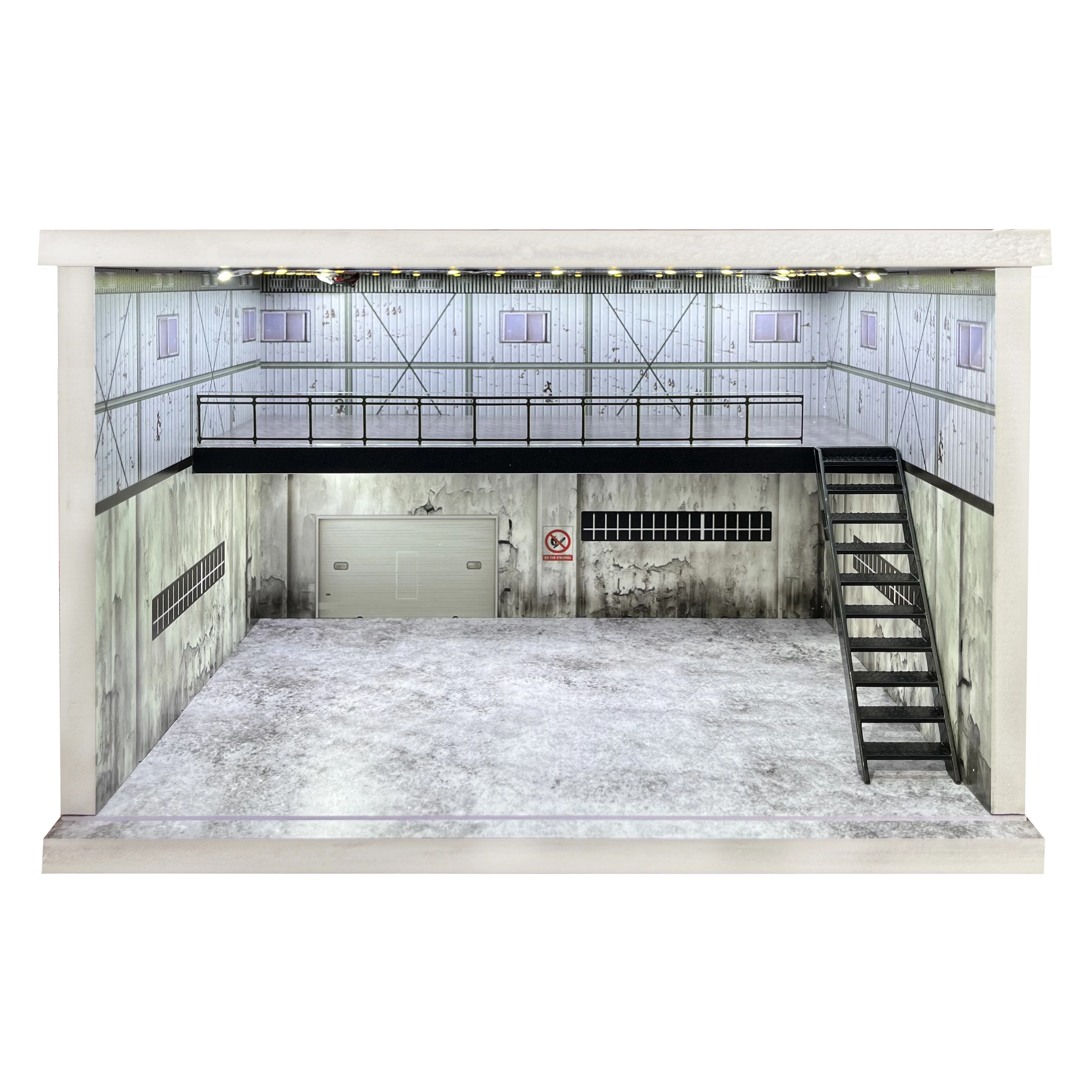 Autopark im Maßstab 1:64, Garage, Diorama mit LED-Leuchten, Acryl-Staubschutz, Miniatur-Automodell, Vitrine, solide Konstruktion