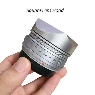 Einschraubbare quadratische Gegenlichtblende aus Metall mit Metallkappe für Fujifilm Fujinon XF23mm F2.8 R WR – XE5 Kamerazubehör
