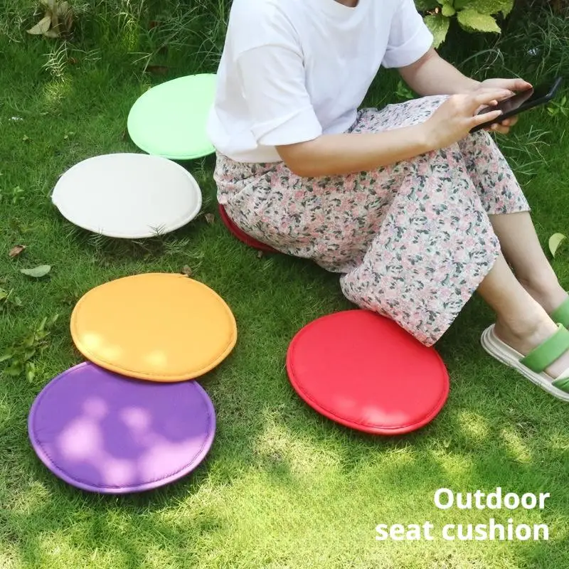 2025, kreisförmiges, verdicktes Schwamm-Stuhlkissen, einfaches Stoff-Esszimmerstuhlkissen mit Riemen, Picknick-Sitzkissen für den Außenbereich