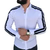Frühling Herbst Männer Langarm-shirt 2025, Neue Luxus männer Casual Hemd Baumwolle Plus Größe Weiß Gestreiften Slim Fit männlichen Shirts M-XXL