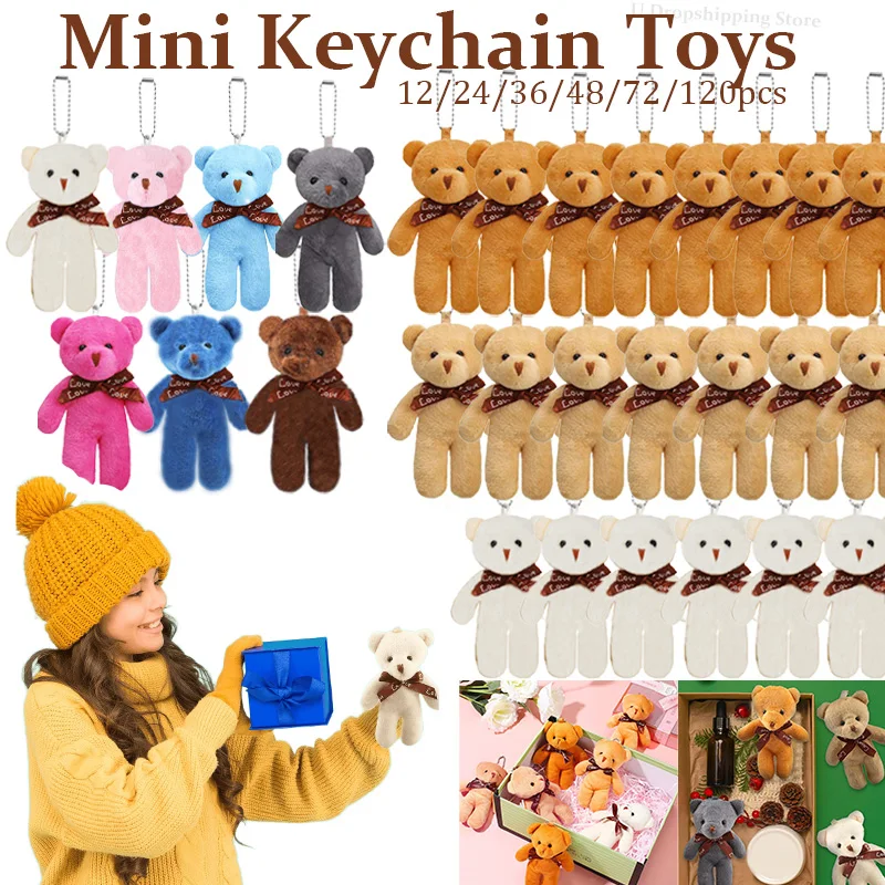 12–120 Stück Schlüsselanhänger, Mini-Teddybär, große Babyparty, Hochzeit, Geburtstag, Geschenk, Weihnachten, Heimdekoration, Mitbringsel für Gäste Image