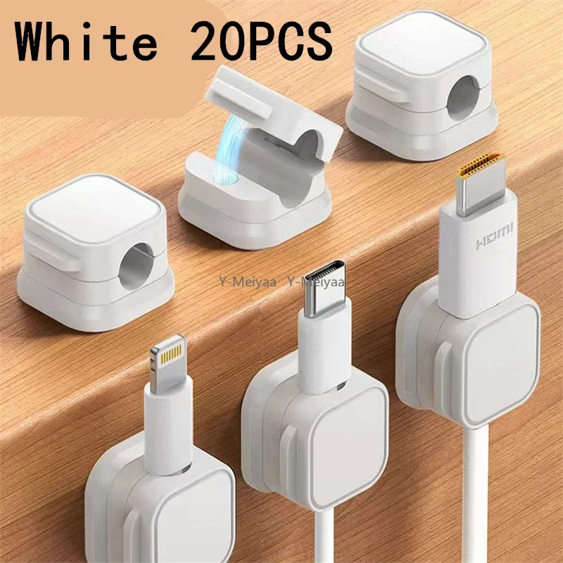 1/5/10/20PCS Magnetische Kabel Clip Kabel Halter Klebstoff Draht Keeper Kabel Kabel Organizer für Home Office Unter Schreibtisch Management Image