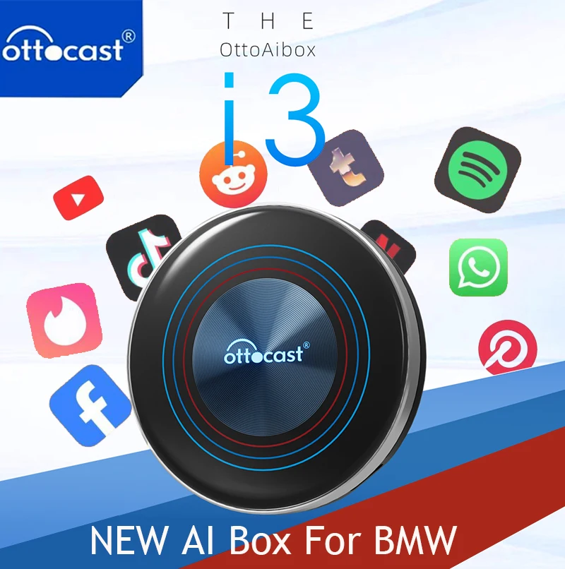 OTTOCAST i3 Carplay Ai Box Drahtloser CarPlay-Adapter Android 13 QCM 6125 Play Store Netflix Youtube Video Box für BMW MG Hyundai Image