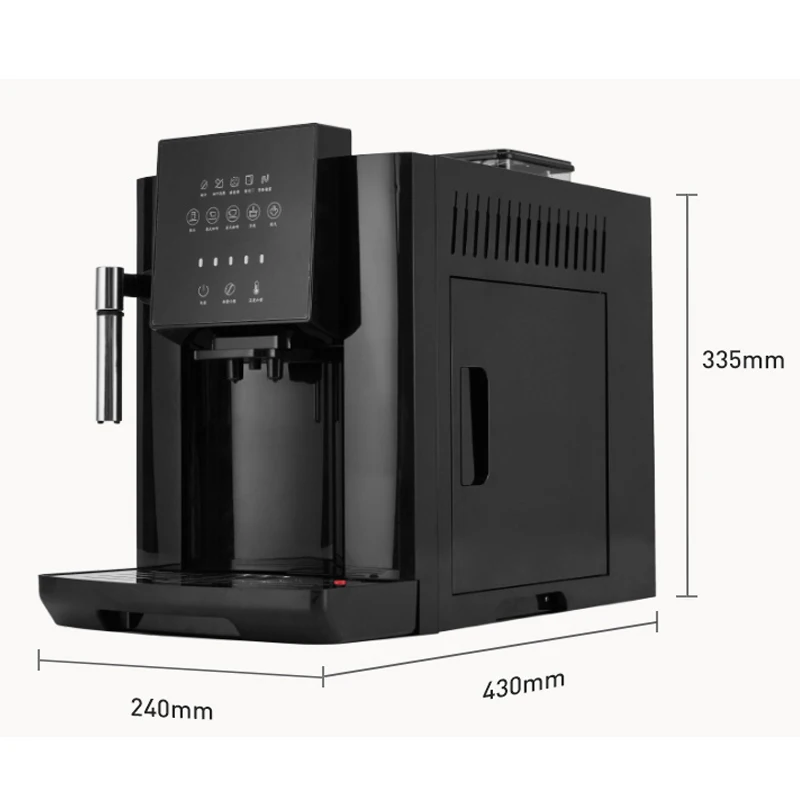 Vollautomatische 19-Bar-Kaffeemaschine, Kaffeebohnenmühle, Milchschaum, Espressomaschine, Heißwasser und Milchschaum Image
