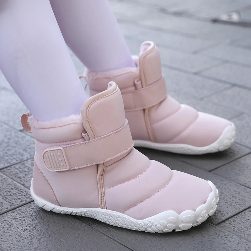 Kinder Outdoor Anti-Rutsch Winter Schnee Plüsch Warme Stiefel Jungen Mädchen Wasserdicht Weiches Fell Winter Warme Stiefel Mädchen Knöchel Winter stiefel Image
