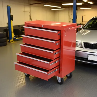 Red Toolbox Trolley with Locking 5-drawer Roller Mental Cabinet Garden Garage Trolley Cabinet Cart 트롤리 카트