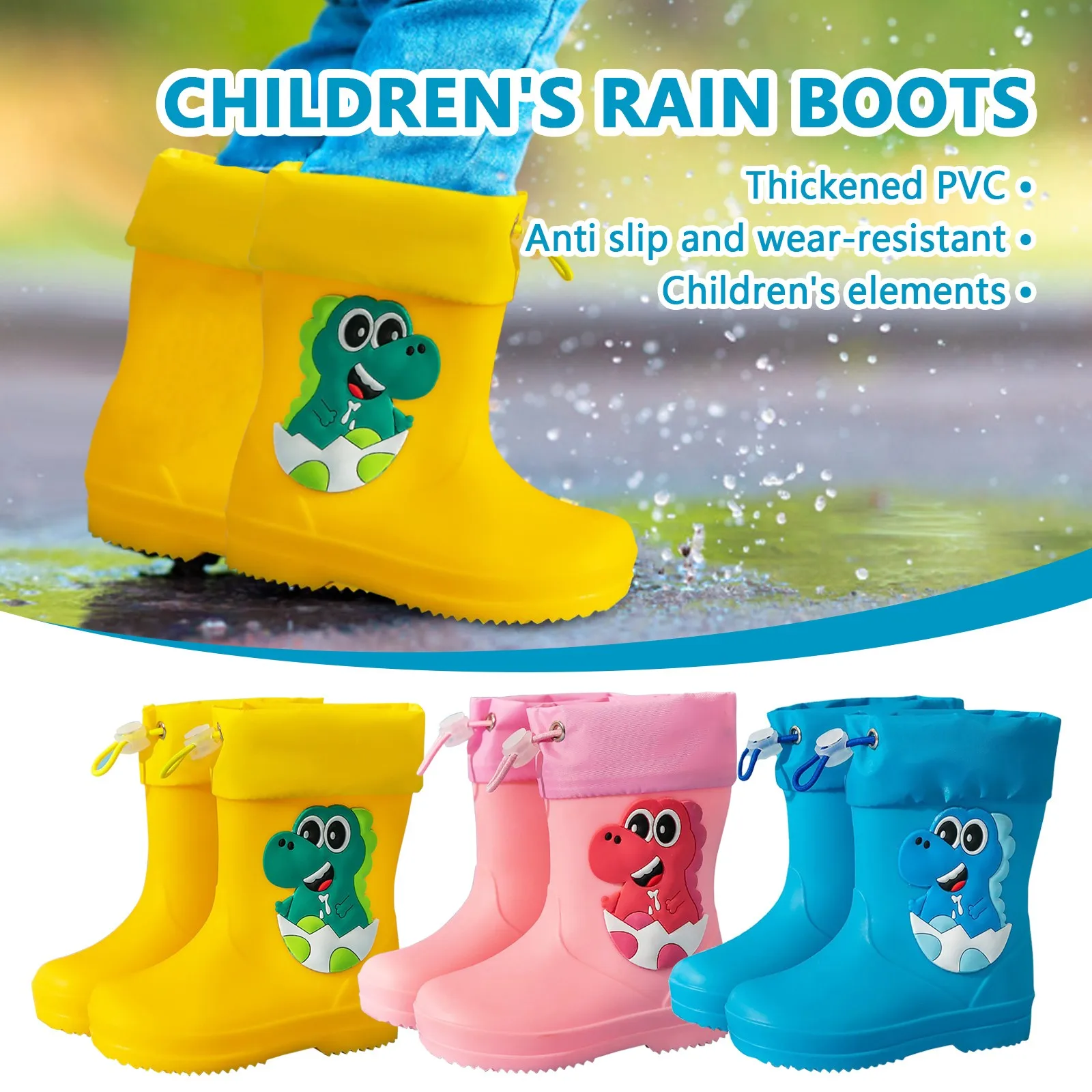 Kids Girl Boy Rain Boots Waterproof Toddler Rainboots Children