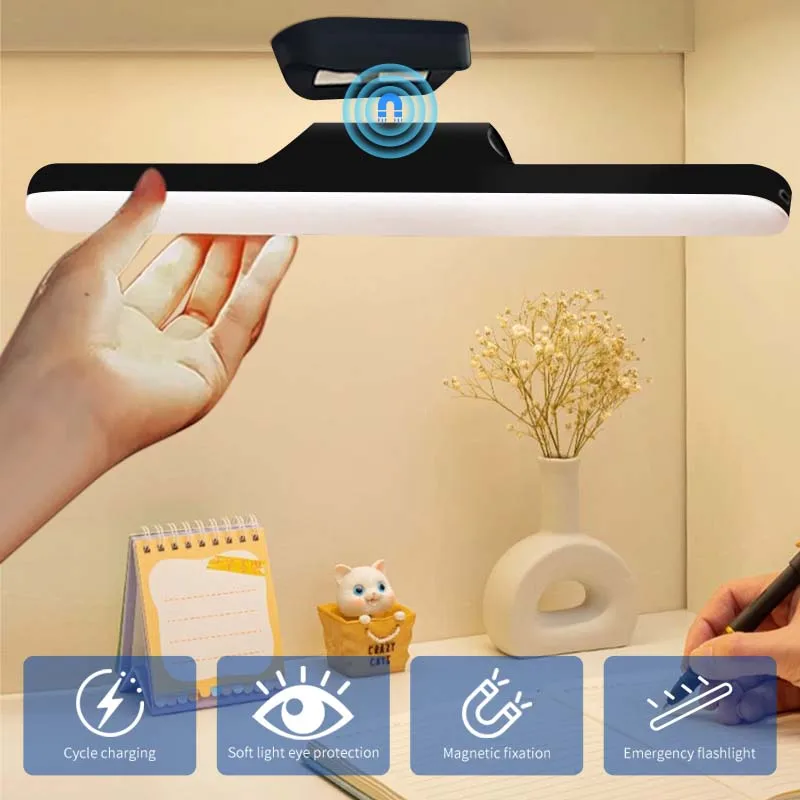 Magnetische Schreibtischlampe, hängende LED-Tischlampe, USB wiederaufladbar, stufenloses Dimmen, Schrank, Nachtlicht, Schrank, Kleiderschrank, Studie, Leselampe