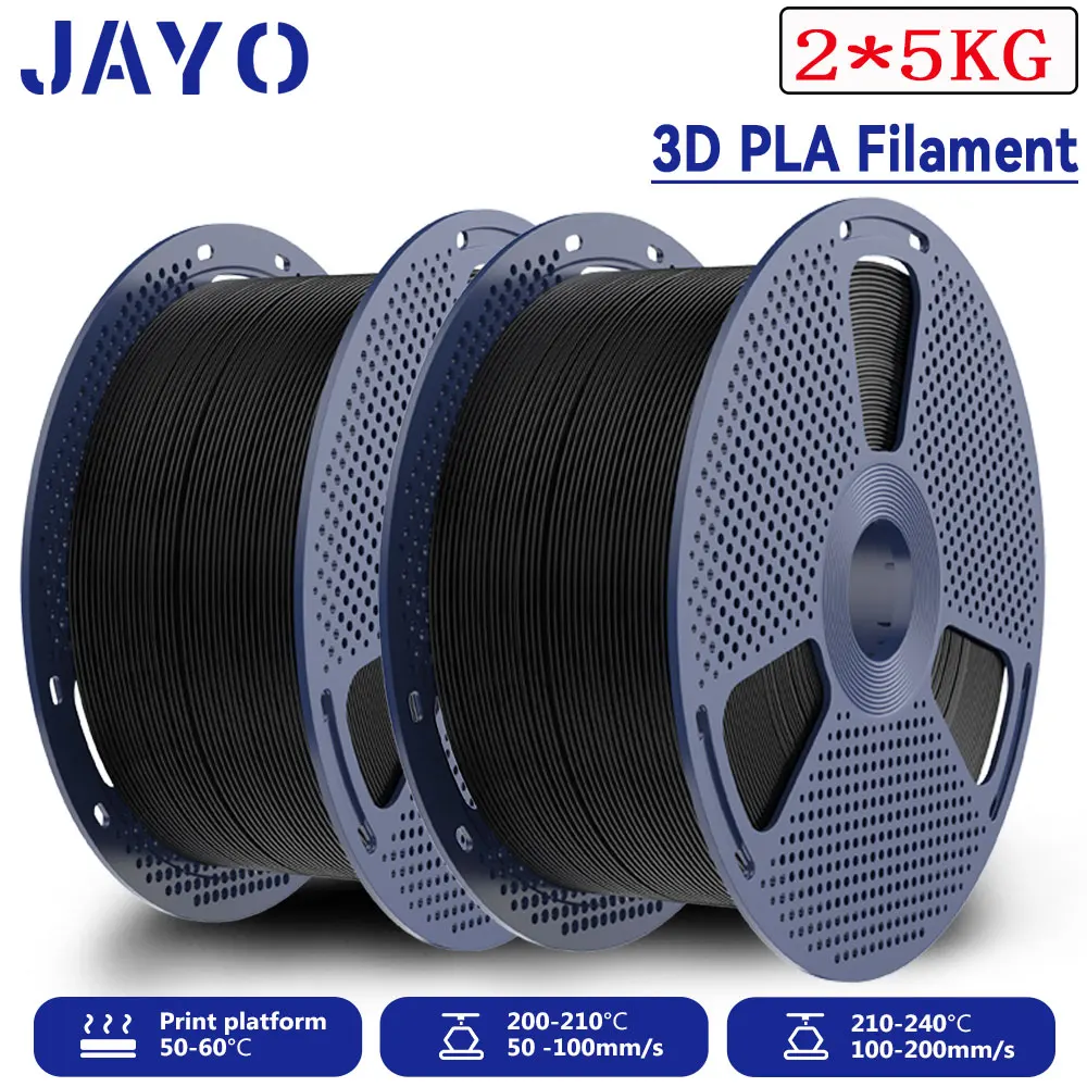 JAYO 3D-PLA-Drucker-Filament, 2 x 5 kg, große Spule und 1,75 mm, ordentlich gewickelte mehrfarbige PLA-3D-Druckmaterialien für FDM-3D-Drucker Image