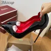 Tikicup klassische sexy glänzende schwarze 12 cm dünne High Heels Frauen spitze Zehen Slip On Stiletto Pumps OL rot innen Kleid Schuhe Größe 46