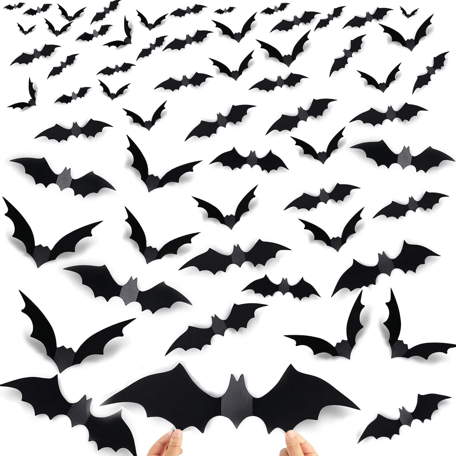 120 Stück 3D-Halloween-Fledermaus-Wandaufkleber, wiederverwendbar, dekorative Fledermäuse für DIY-Dekoration, Büro, Badezimmer, Halloween, Partyzubehör, Weihnachten Image