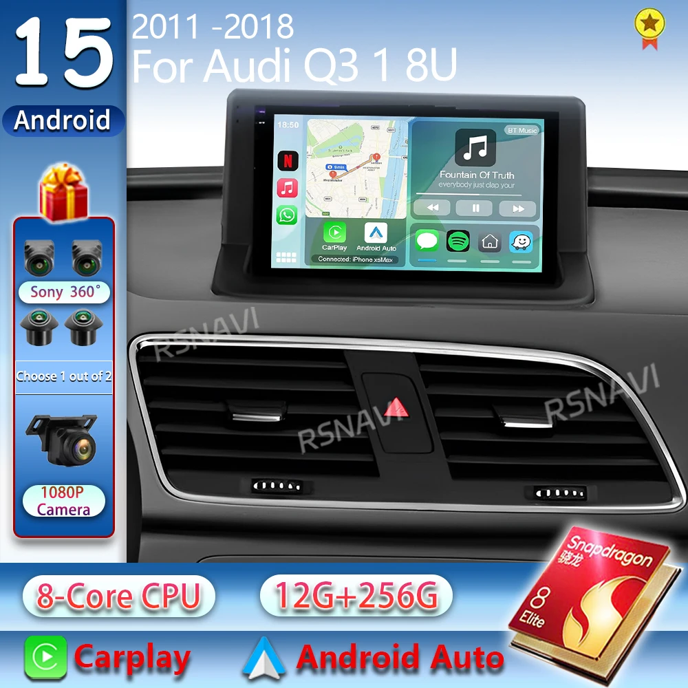 Android 15 Für Audi Q3 1 8U 2011 - 2018 2K QLED Android Auto Radio Multimedia Video Player GPS stereo CarPlay 4G Kopf Einheit Image