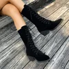 Neue Stil Heißer Verkauf Große Größe 43 Lace-up frauen Vintage Mid-kalb Stiefel Frauen Schuhe High Heels retro Lila Schwarz Braun Stiefel Weibliche