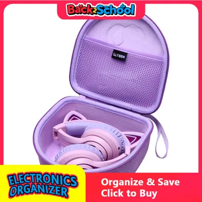 LTGEM Kids Headphones Case for iClever Cat Ear Bluetooth Headphones Storage Carrying Bag Accessories for Kids Headphones