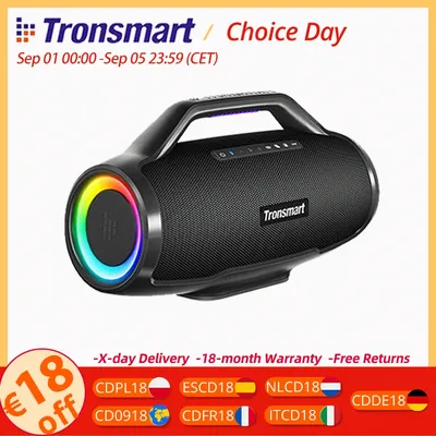 Tronsmart Bang Max Bluetooth 130W Party Speaker with 3 Way Sound System, Sync Up 100+ Speakers, APP Control, Guitar/Mic Input