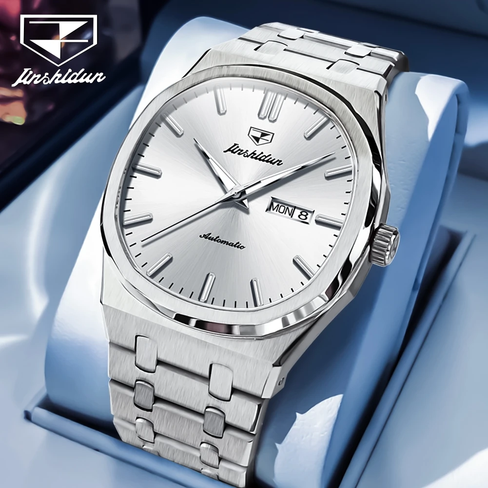 JSDUN Meistverkaufte Luxus-Mode-Automatik-Mechanische Uhr für Herren Original Edelstahl Dual Kalender Wasserdichte Herrenuhr Image