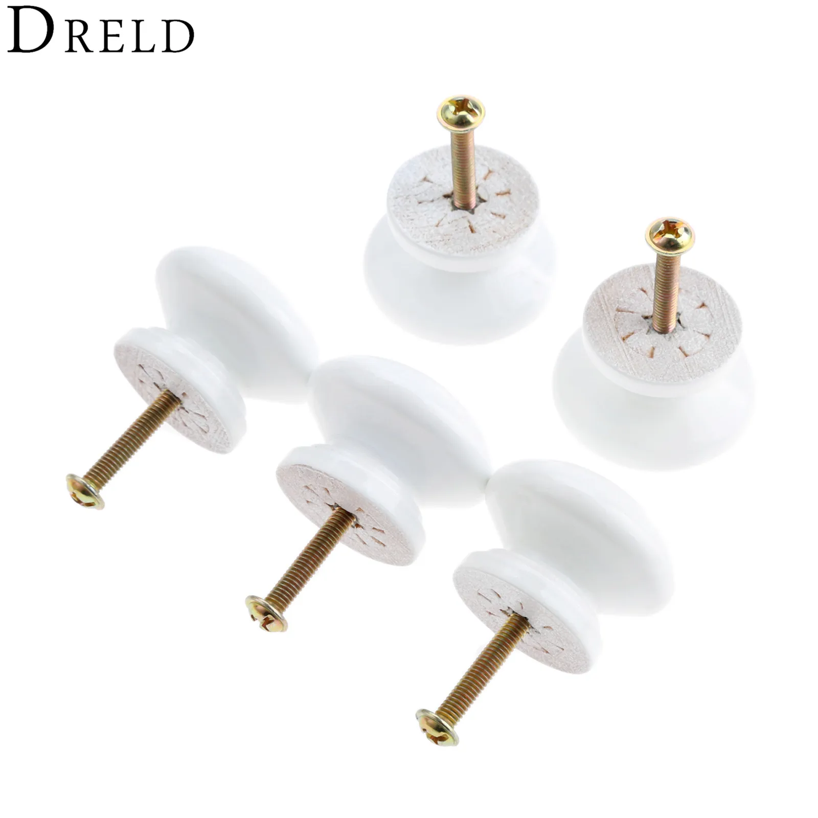 DRELD 5Pcs Weiß Holz Knöpfe Holz Möbel Griffe Runde Mushroom Schrank Knöpfe und Griffe Küche Schublade Schrank Tür Zieht