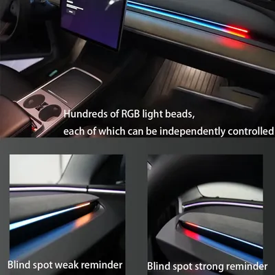 Neu für Modell Y Juniper Model 3, Highland Dashboard Air Vent, Toter-Winkel-Monitor, BSD-System mit Umgebungslicht für Tesla Model 3 Y