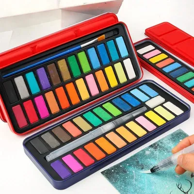 Professional Watercolors Set 18/24 Colors Pigment for Watercolor Painting With Paint Brush&Watercolor Paper Painting Set