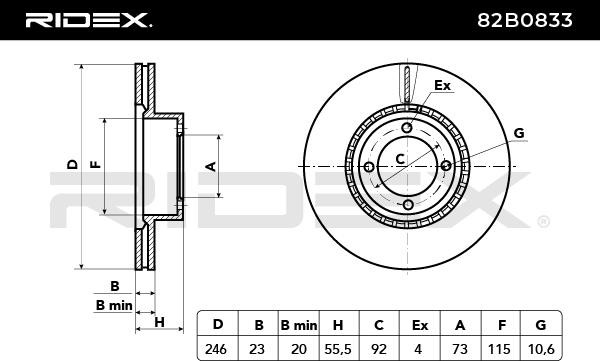 RIDEX Bremsscheibe OPEL,VAUXHALL 82B0833 569033,569036,90008008 Bremsscheiben,Scheibenbremsen 90009389,90009433 Image
