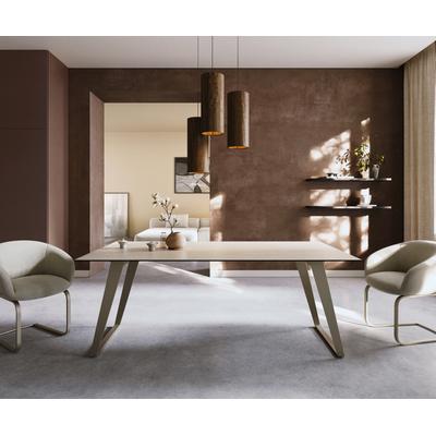 DELIFE Esstisch Edge 200x100 Keramik Laminam® Travertino Bianco Creme-Weiß Metall Schräg Effektfinish Titan, Esstische Image