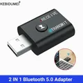 Trasmettitore adattatore USB Bluetooth 5.0 2 IN 1 Jack AUX da 3,5 mm per PC Computer TV Altoparlante portatile Auricolare Ricevitore Bluetooth