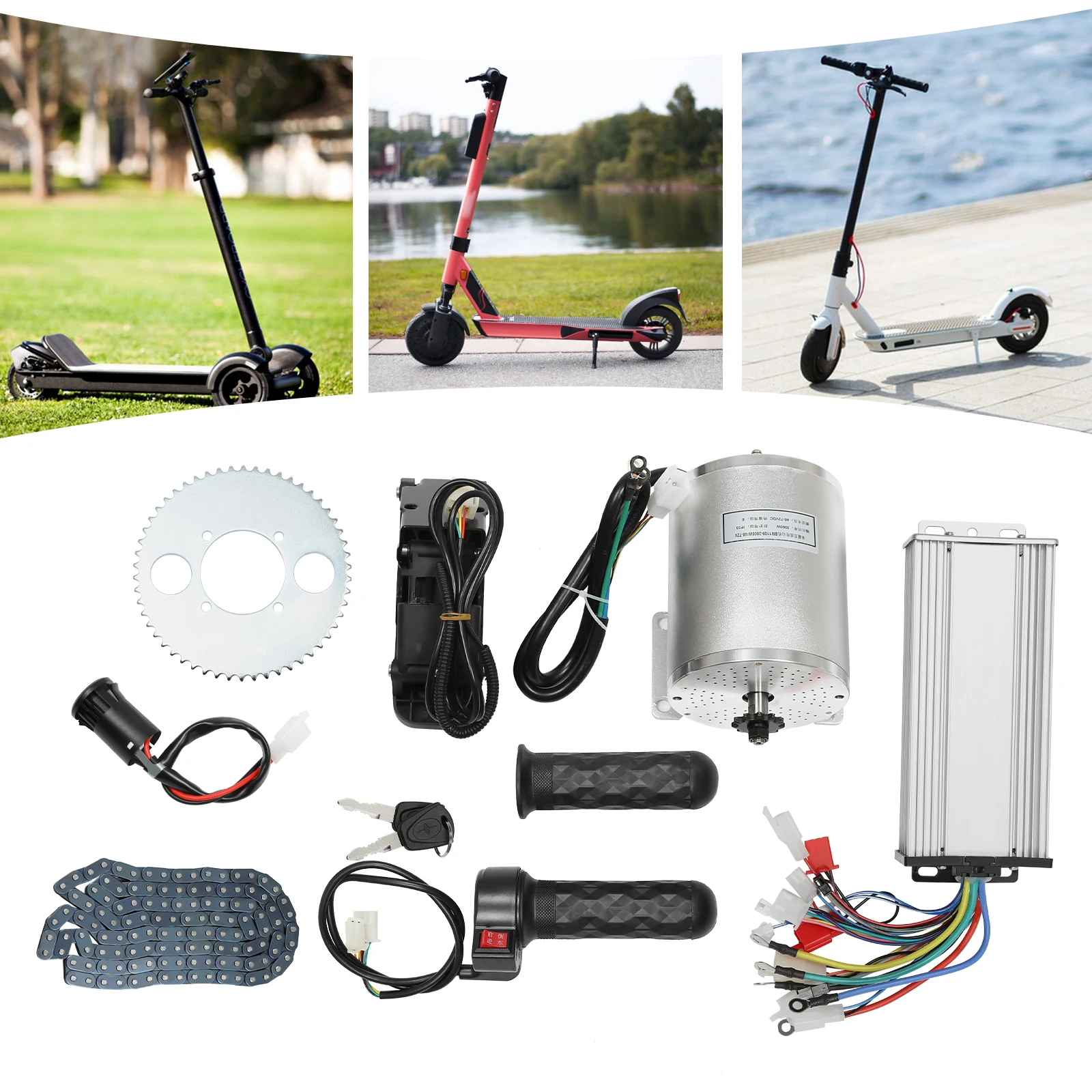 Kit motore brushless 48-72v 3000w con controller e acceleratore, adatto per scooter elettrici e motori per biciclette elettriche
