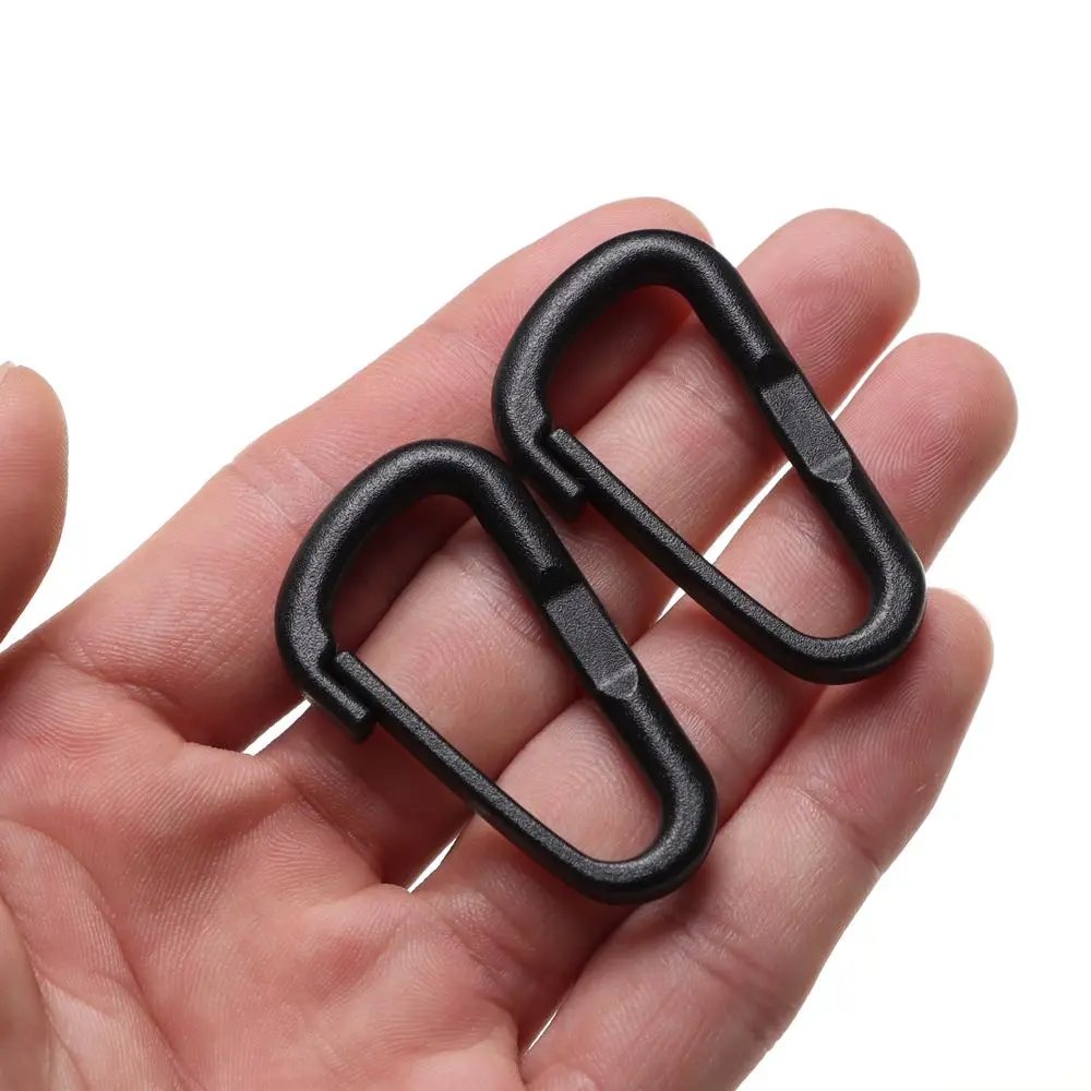 10 pezzi di plastica nera in nylon D moschettone a molla per esterni clip a scatto ganci per bottiglia d'acqua portachiavi arrampicata campeggio escursionismo Quickdraws