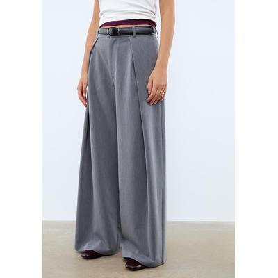Stradivarius Maxi darted trousers with belt Dark grey 16